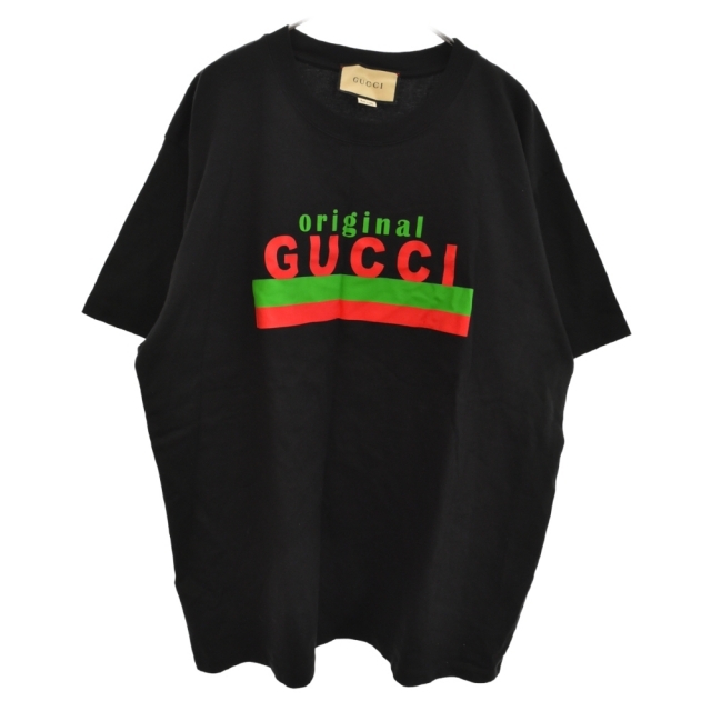 Gucci(グッチ)のGUCCI グッチ 20SS Original Gucci Print Oversize Tee 616036 XJCOQ オリジナルロゴプリントオーバーサイズ半袖Tシャツ ブラック メンズのトップス(Tシャツ/カットソー(半袖/袖なし))の商品写真