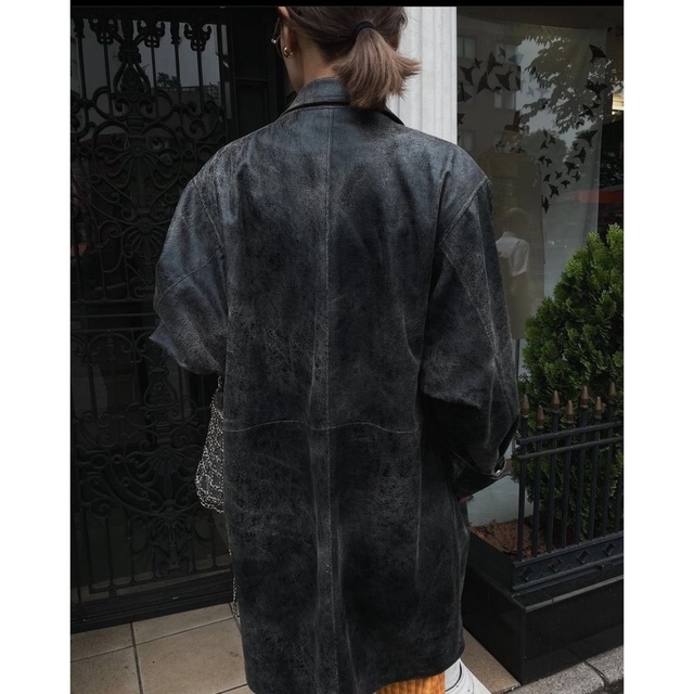 Crushed Leather Coat ブラックAmeri VINTAGE 贈る結婚祝い axishcl.com