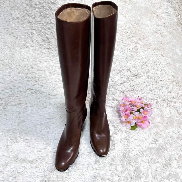 誠実 超美品 タニノクリスチー ロングブーツ 茶 36 23cm〜23.5cm