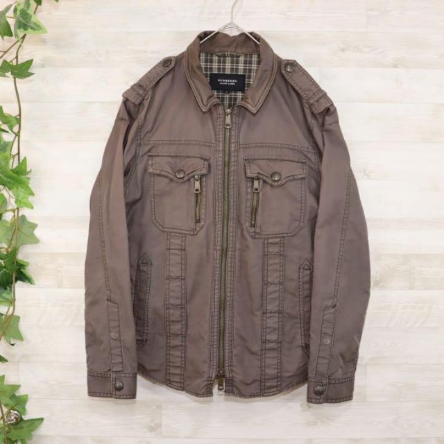 世界の人気ブランド BURBERRY BLACK LABEL ミリタリーJKT カーキM ほぼ