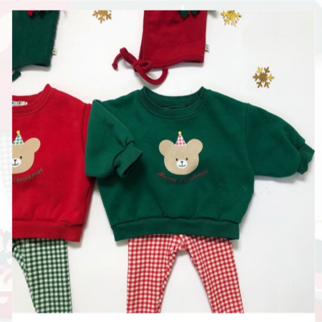 クリスマス クマ セットアップ キッズ/ベビー/マタニティのキッズ服男の子用(90cm~)(Tシャツ/カットソー)の商品写真