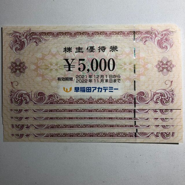 早稲田アカデミー 株主優待券 25000円分 2022.11.30迄 専門店では