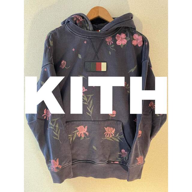 KITH キス　パーカー　厚手フーディー　ラバーロゴ　フローラル　薔薇　花柄