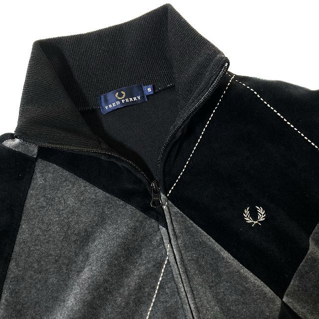 美品 FRED PERRY フレッドペリー ベロア トラックジャケット 黒 S