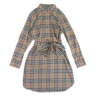 バーバリー(BURBERRY)のBURBERRY バーバリー ワンピース 8024585 コットン ノヴァチェック ベルト シャツ ワンピース IT40 ベージュ系 UK8【中古】(その他)