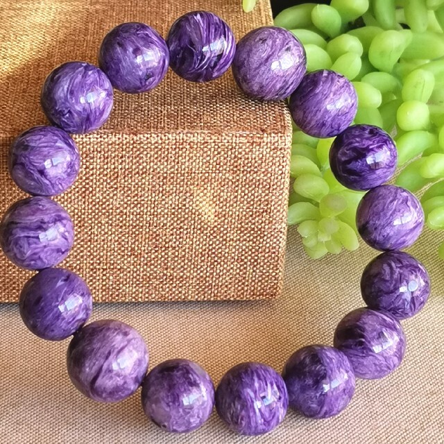 高品質【美品】大玉【最高の癒石】天然石チャロアイト約14.3mm