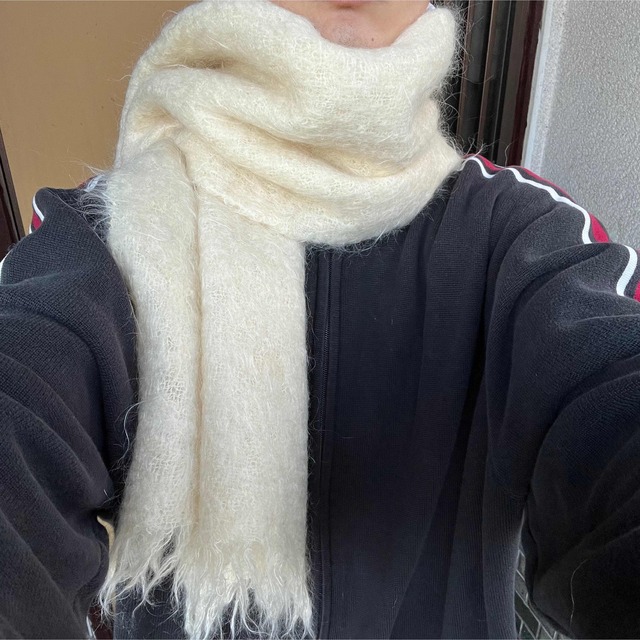 vintage mohair scarf モヘアマフラー オフホワイト 大きめ vintage mohair scarf モヘアマフラー オフホワイト 大きめ