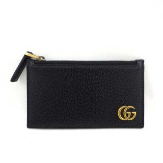 グッチ(Gucci)の【値下げ】GUCCI グッチ GGマーモント レザー コインケース カードケース 435304 財布 ブラック ゴールド金具 レディース【中古】【送料無料】(コインケース)