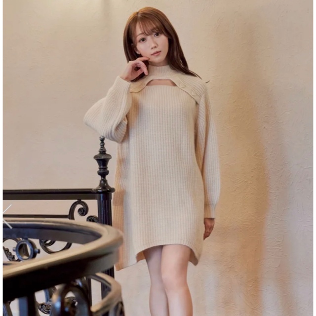 SNIDEL(スナイデル)のRoseMuse feathery knit onepiece 大谷映美里 レディースのワンピース(ミニワンピース)の商品写真