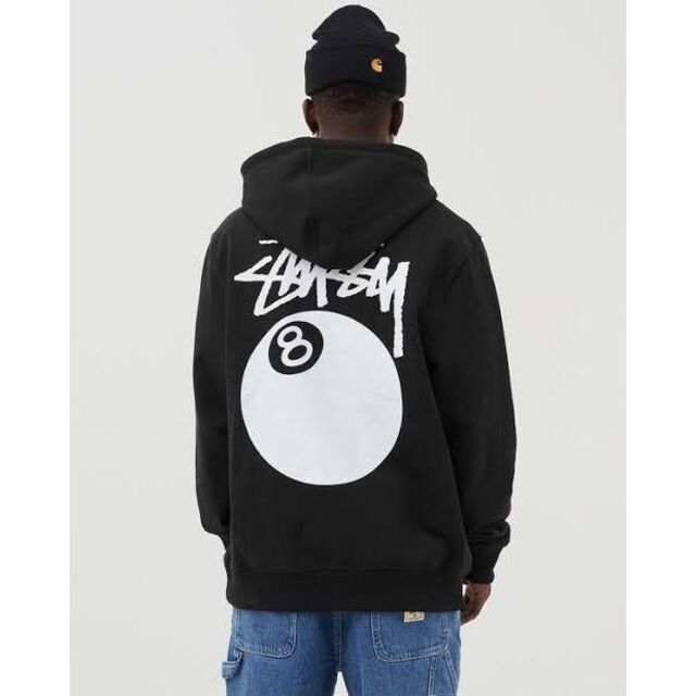 【新品】stussy ジップ フード パーカー 8ボール サイズL グレー