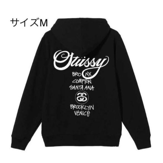 【新品】stussy スウェットパーカー　サイズM ブラックトップス