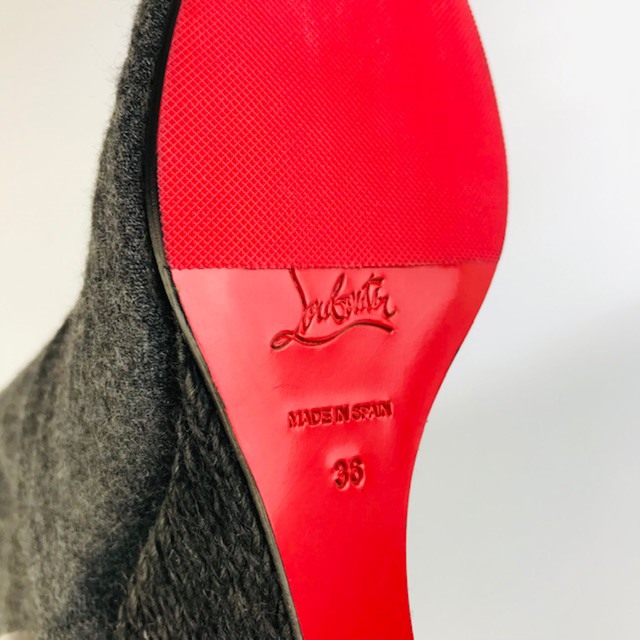 Christian Louboutin(クリスチャンルブタン)の新品未使用★クリスチャンルブタン★ウールレザーウェッジソールロングブーツ(36) レディースの靴/シューズ(ブーツ)の商品写真