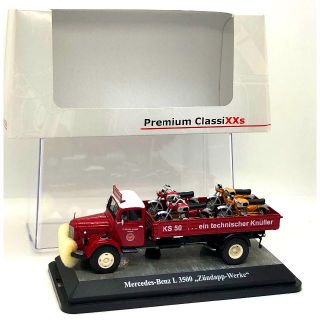 1/43 メルセデスL3500 トラック レッド ツェンダップ KSバイク 4台