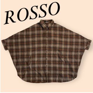 ロッソ(ROSSO)のROSSOレディースチェックシャツ　ワイド　ブラウン(シャツ/ブラウス(長袖/七分))