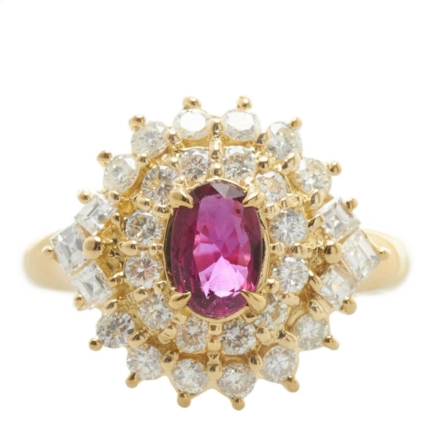 人気 K18YG 美品 イエローゴールド 【1-0078189】 0.778ct ダイヤ 0.63ct ルビー 指輪 リング リング(指輪) - carinasclinica.com.br
