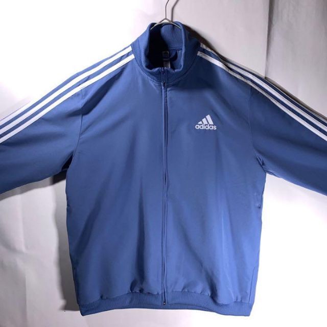 adidas(アディダス)の古着 adidas トラックジャケット ジャージ くすみ 水色 L ストライプ メンズのトップス(ジャージ)の商品写真