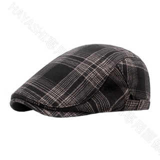 ベレー帽　ハンチング 帽子 レトロフレンチ キャップ   チェック柄 男女兼用(ハンチング/ベレー帽)