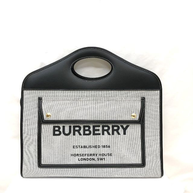 最も信頼できる トライカラー ミニ バーバリー - BURBERRY キャンバス ポケット　2way レザー ショルダーバッグ
