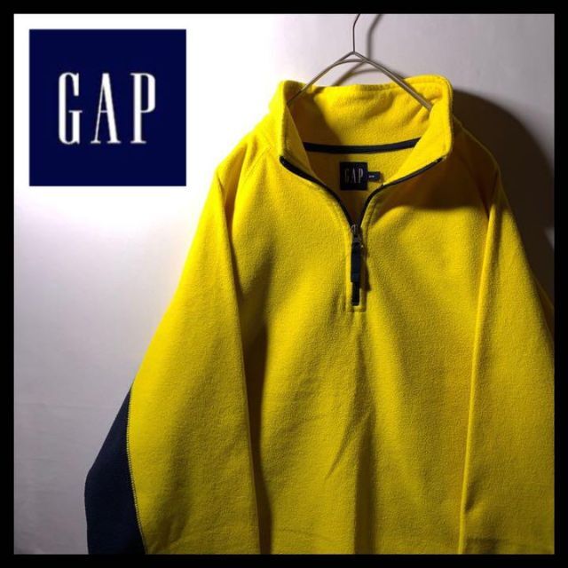 GAP - 00s OLD GAP ハーフジップ フリース スウェット 黄色 ネイビー