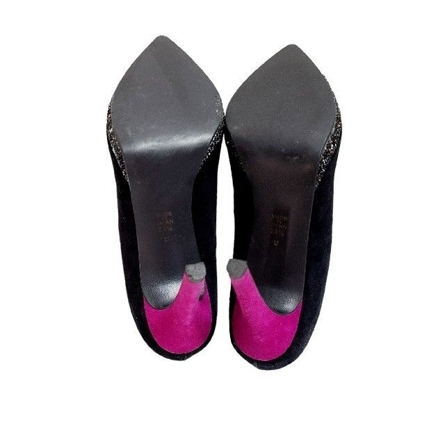 DIANA(ダイアナ)の【DIANA】グリッターラメ×スウェードパンプス黒×紫ヒール レディースの靴/シューズ(ハイヒール/パンプス)の商品写真