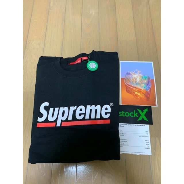 黒　Mサイズ　Supreme Underline Crewneck トレーナー