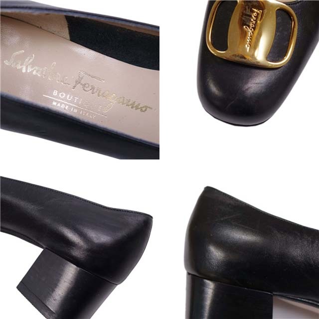 サルヴァトーレ フェラガモ Salvatore Ferragamo パンプス ヴァラ金具 カーフレザー ヒール シューズ 靴 レディース 5C(22.5cm相当) ブラック