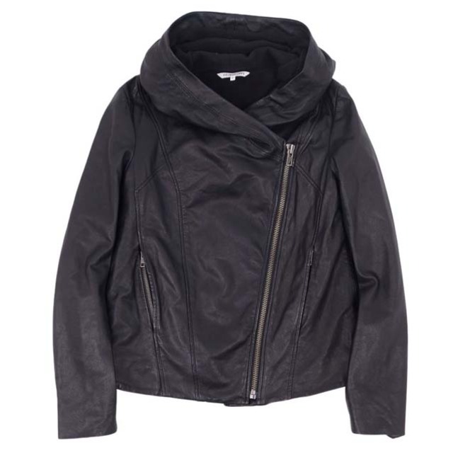 美品 ヘルムートラング HELMUT LANG ジャケット フード付き シープスキン ラムレザー ジップアップ アウター レディース M ブラック 美品 ヘルムートラング HELMUT LANG ジャケット フード付き シープスキン ラムレザー ジップアップ アウター レディース M ブラック