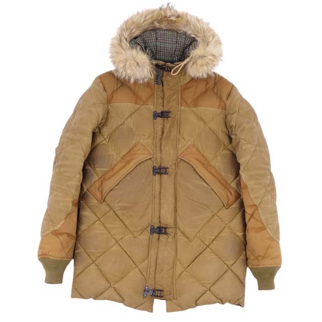 ダウン85％フェザー15％エディーバウアー×ナイジェルケーボン Eddie Bauer×NIGEL CABOURN ジャケット GEDDES PARKA 襟コヨーテファー ダウンジャケット アウター メンズ 44(S相当) カーキ