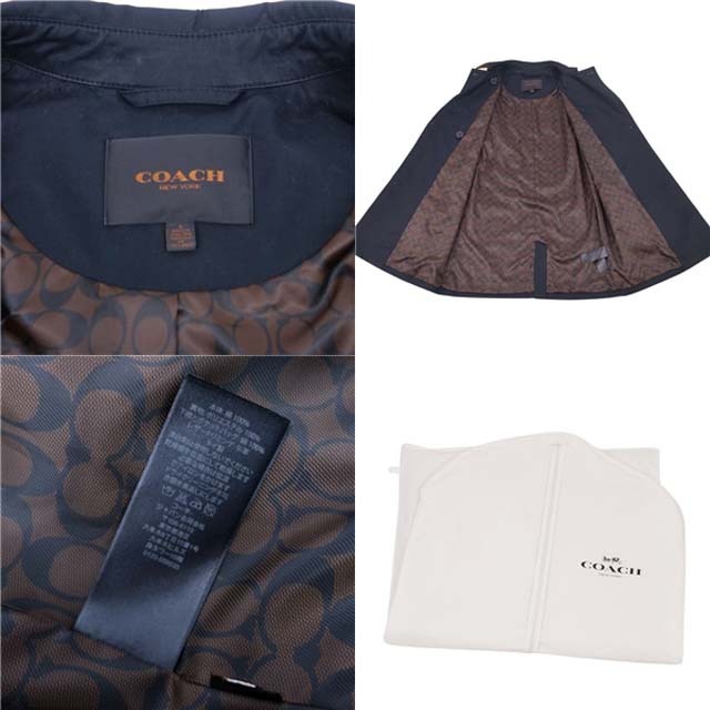 COACH(コーチ)の美品 コーチ COACH コート トレンチコート コットン100％ 裏シグネチャー アウター レディース S ブラック レディースのジャケット/アウター(トレンチコート)の商品写真