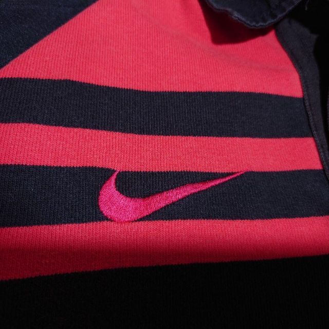 90s NIKE ボーダー ラガーシャツ 古着 ナイキ TEAM TAG 【おトク