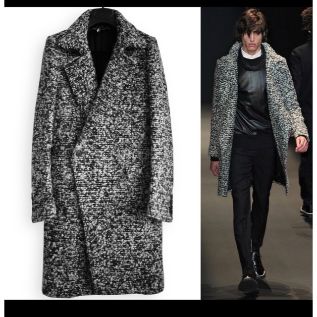 幻 09 美品 ディオール オム コート ツイード ラップ dior homme