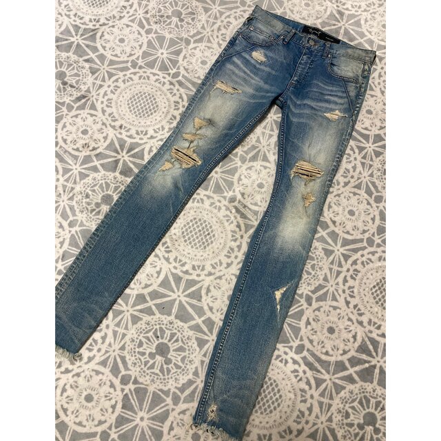 fagassent ファガッセン ダメージ加工 バックジップ スキニーデニム