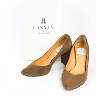 ランバンオンブルー(LANVIN en Bleu)のランバンオンブルー　スエード　パンプス　チャンキーヒール　ブラウン　22.0(ハイヒール/パンプス)