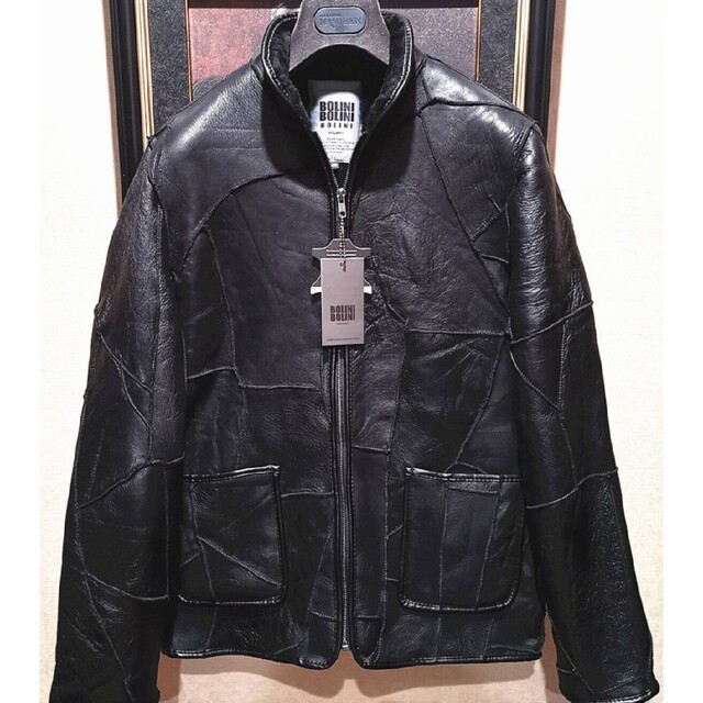 新品 ポーランド製 BOLINI 最上級羊革ムートン レザージャケットXL