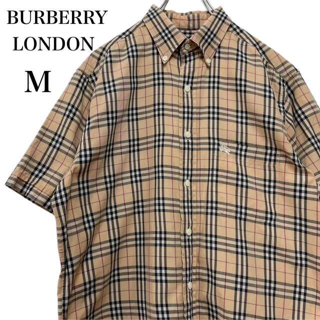 BURBERRY - BURBERRY バーバリーロンドン ノバチェックシャツ半袖 刺繍ロゴ メンズMの通販 by 古着屋 Retro