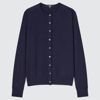 ユニクロ(UNIQLO)のエクストラファインメリノクルーネックカーディガン（長袖）2021年モデル(カーディガン)