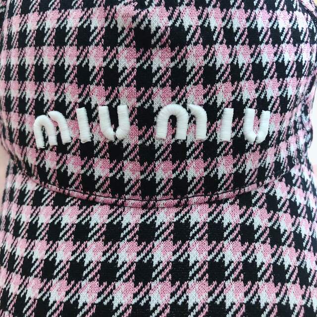 miumiu - miumiu キャップ チェック ピンクの通販 by メロディ's shop