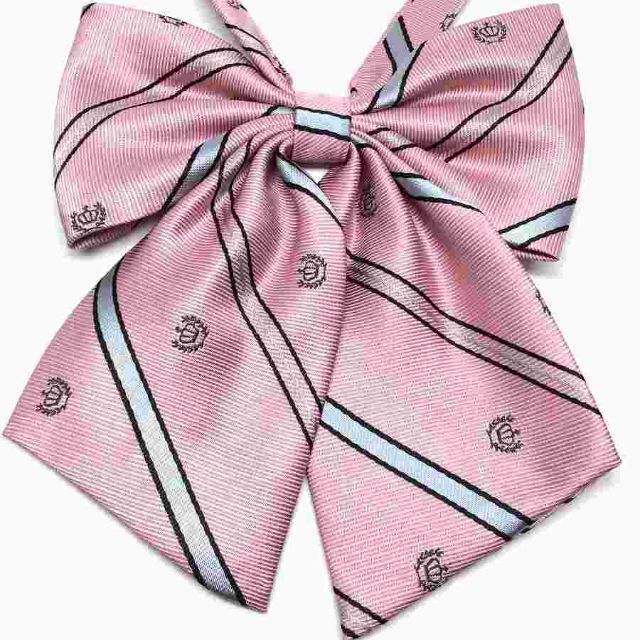 制服リボン 紋章ストライプ ピンク 上質 ふんわり //aal レディースのファッション小物(ネクタイ)の商品写真
