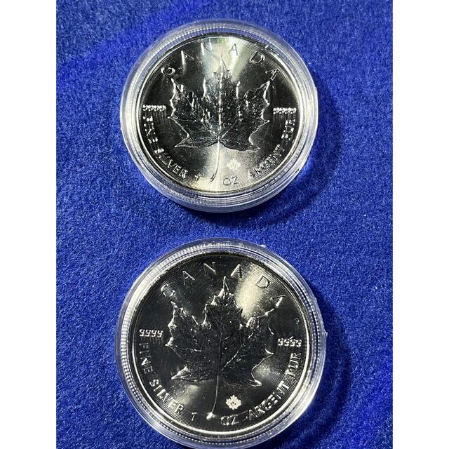 カナダメイプルリーフ1オンス銀貨　美品銀貨正規購入品　2枚セット