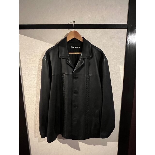 Supreme21ss Braided Leather Overcoat