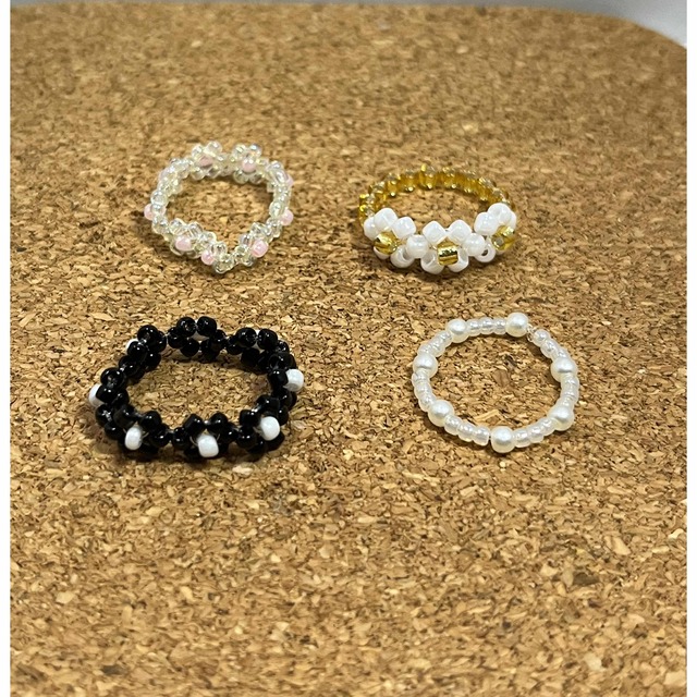 ビーズアクセサリー　リング　韓国　指輪 ハンドメイドのアクセサリー(リング)の商品写真