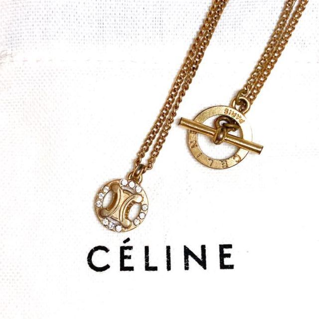 希少 CELINE オールドセリーヌ チェーンネックレス サークル ストーン ...