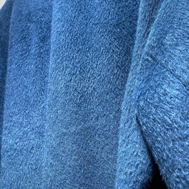 AURALEE(オーラリー)の【AURALEE】オーラリー アルパカノーカラーコート ブルー M 美品 レディースのジャケット/アウター(ロングコート)の商品写真