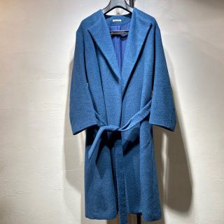【AURALEE】オーラリー アルパカノーカラーコート ブルー M 美品