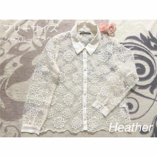 ヘザー(heather)の【Heather】ヘザー オフホワイト花柄ブラウス 春服 シンプルブラウス(シャツ/ブラウス(長袖/七分))