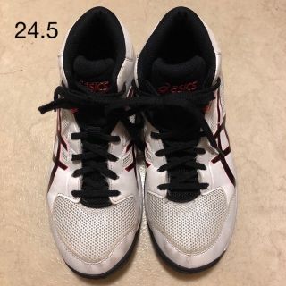 アシックス(asics)のasics 子供用バッシュ DUNKSHOT 24.5 TBF139 白×黒(バスケットボール)