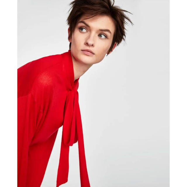 ZARA(ザラ)の新品 ZARA ザラ ニット セーター レッド Ｌ レディースのトップス(ニット/セーター)の商品写真