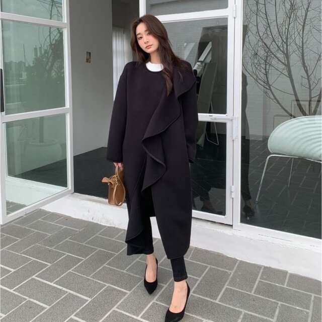 Asymmetry Frill Coat