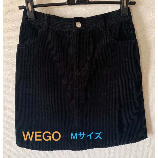 WEGO(ウィゴー)の台形ミニスカート　コーデュロイ　黒 レディースのスカート(ミニスカート)の商品写真