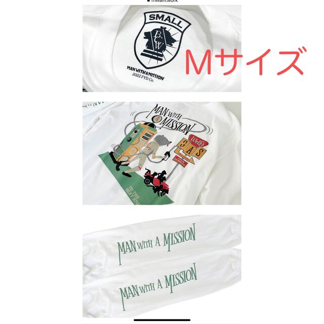 MAN WITH A MISSION(マンウィズアミッション)のマンウィズ mission refueling long T white M メンズのトップス(Tシャツ/カットソー(七分/長袖))の商品写真